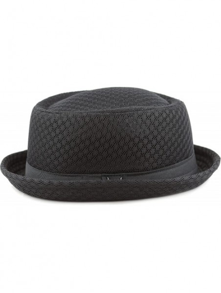 Fedoras Unisex Light Weight Classic Soft Cool Mesh Pork Pie hat - Black - C3183REK8UT $19.95