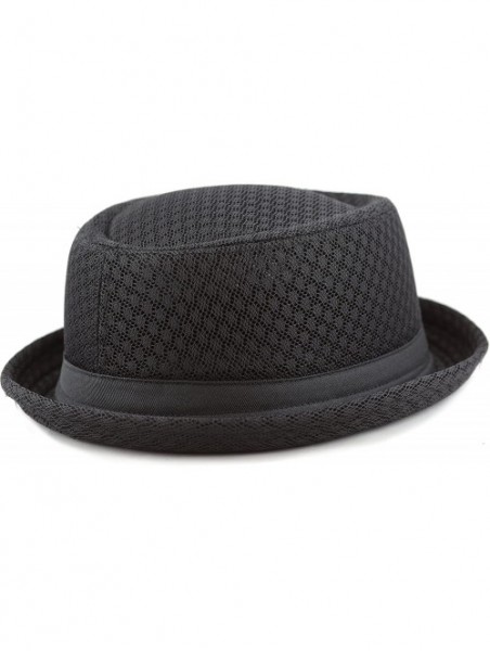 Fedoras Unisex Light Weight Classic Soft Cool Mesh Pork Pie hat - Black - C3183REK8UT $19.95