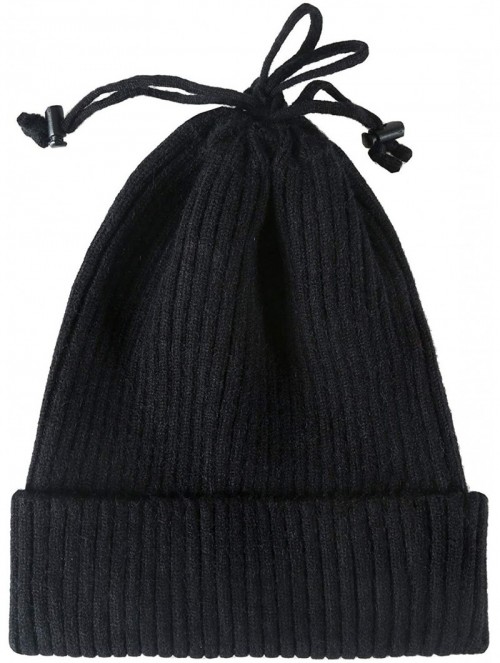 Skullies & Beanies Womens Winter Warm Cable Knitted Beanie Hat Fleece Lined Knit Skullies Cap - Black - CQ18YS2MTZ6 $11.50