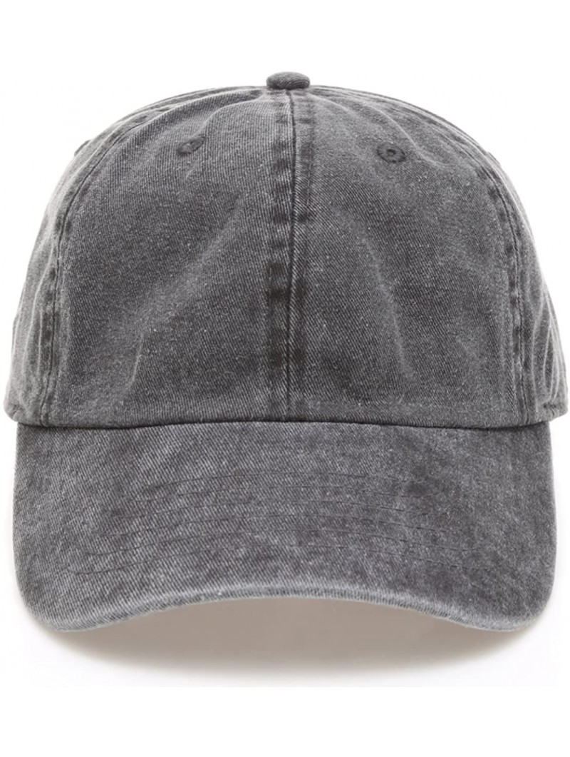 Baseball Caps Low Profile Vintage Washed Pigment Dyed 100% Cotton Adjustable Baseball Cap - Black - CS180A2DZE4 $14.03