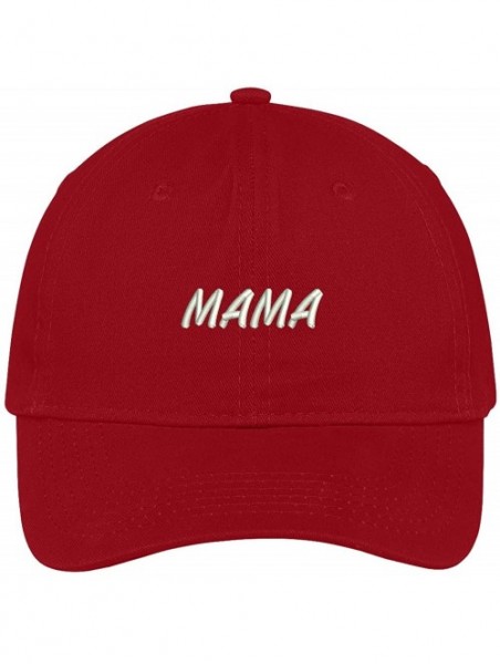 Baseball Caps Mama Embroidered Soft Crown 100% Brushed Cotton Cap - Red - C717YTWGWEI $21.29