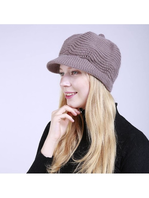 Bomber Hats Womens Knit Cap Solid Warm Crochet Winter Wool Knit Manual Caps Hat - Khaki - CN18IQ8XIGS $13.88