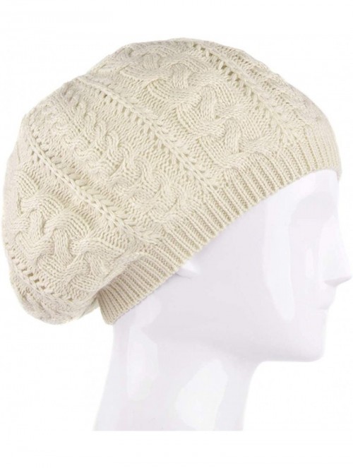 Skullies & Beanies Soft Lightweight Crochet Beret for Women Solid Color Beret Hat - One Size Slouchy Beanie - Beige - C218KDX...