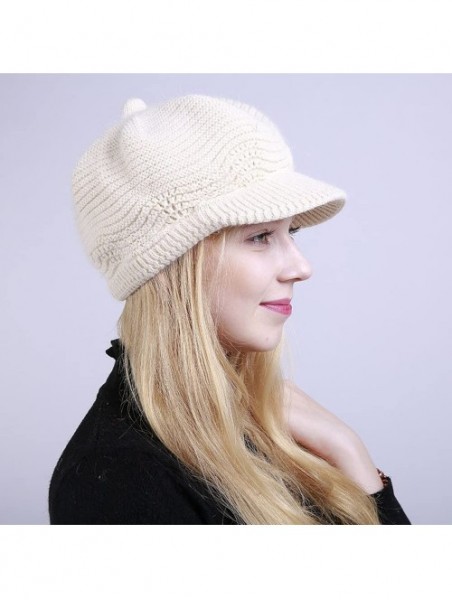 Baseball Caps Womens Knit Cap Solid Warm Crochet Winter Wool Knit Manual Caps Hat - White - CT18IQ8DREL $12.74