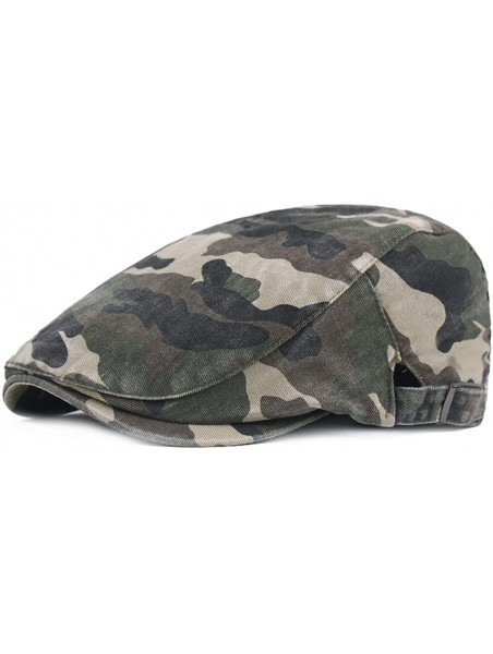 Newsboy Caps Unisex Flat Cap Camouflage Ivy Irish Cabbie Hat Newsboy Driving Cap - Army Green - CB18E9RWDDZ $16.03