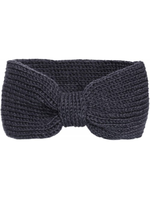 Cold Weather Headbands Crochet Bow Winter Headband Ear Warmer - 14-charcoal - C218LOGYTTS $13.72