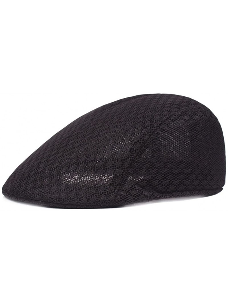 Newsboy Caps Men Women Duckbill Mesh Summer Hat Breathable Gatsby Ivy Driving Hat Sun Newsboy Cap - Black - CN18CRNRTIG $18.08