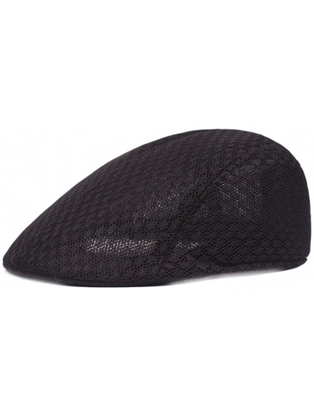 Newsboy Caps Men Women Duckbill Mesh Summer Hat Breathable Gatsby Ivy Driving Hat Sun Newsboy Cap - Black - CN18CRNRTIG $18.08