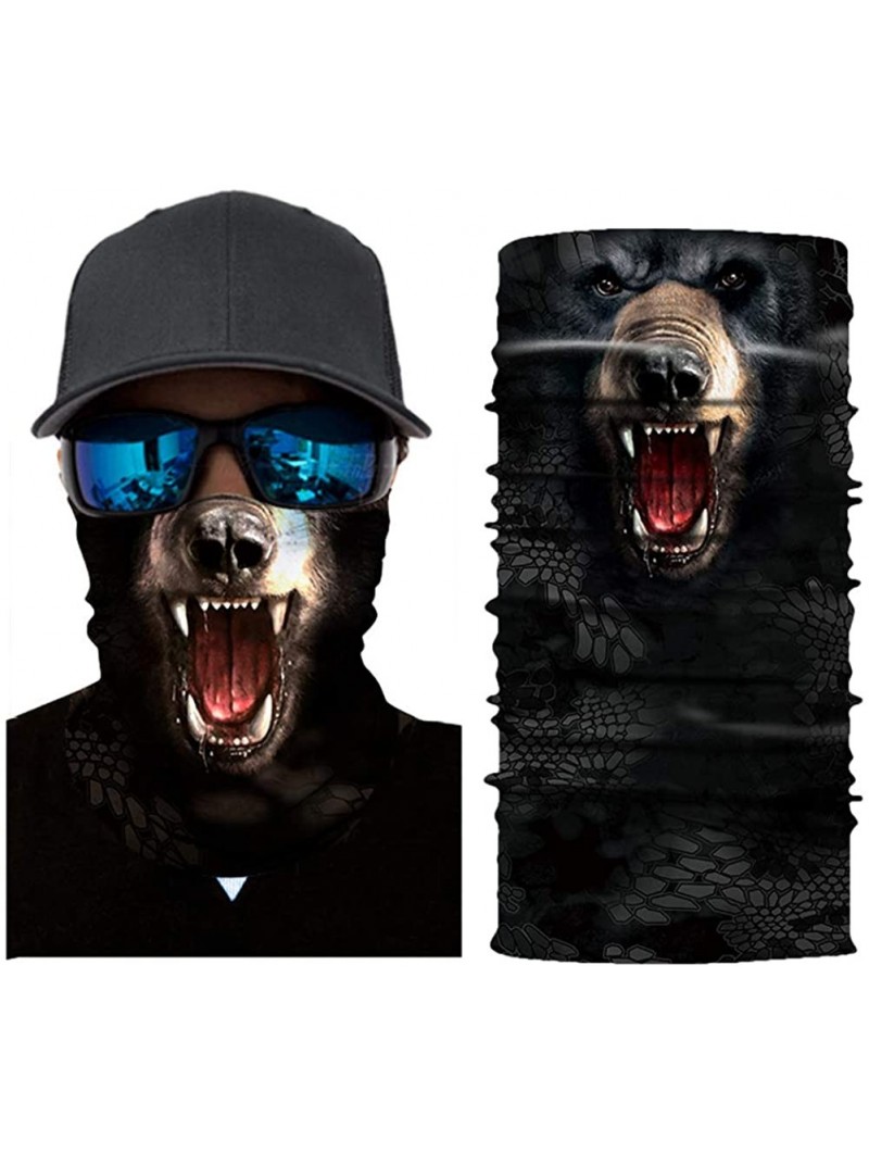 Balaclavas Cool Animal Print Seamless Bandana Rave Dust Wind Sun Protection Scarf Neck Balaclava - Black Bear - CC197S5CA37 $...