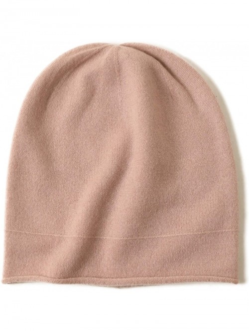 Skullies & Beanies 100% Pure Cashmere Slouchy Beanie Womens Knit Caps - Flamingo 2ply - CR18Z462HKU $55.08