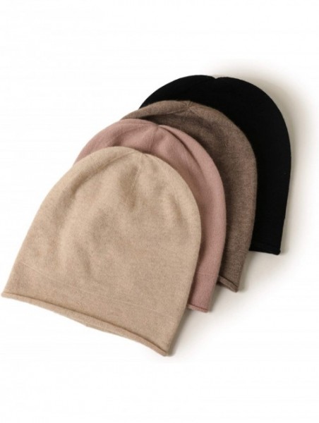 Skullies & Beanies 100% Pure Cashmere Slouchy Beanie Womens Knit Caps - Flamingo 2ply - CR18Z462HKU $55.08