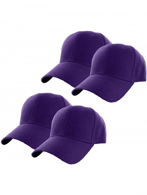 Baseball Caps Plain Adjustable Baseball Cap Classic Adjustable Hat Men Women Unisex Ballcap 6 Panels - Purple/Pack 4 - C2192W...