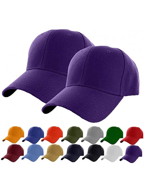 Baseball Caps Plain Adjustable Baseball Cap Classic Adjustable Hat Men Women Unisex Ballcap 6 Panels - Purple/Pack 4 - C2192W...