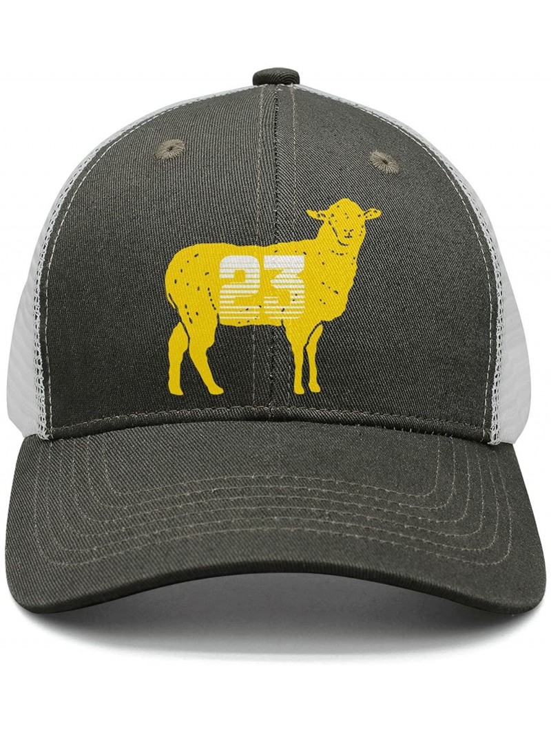 Skullies & Beanies G.O.A.T 23 Yellow Goat Basketball Mens Adjustable Printing mesh Fitted Hats - G.o.a.t 23 Yellow-4 - CB18GL...