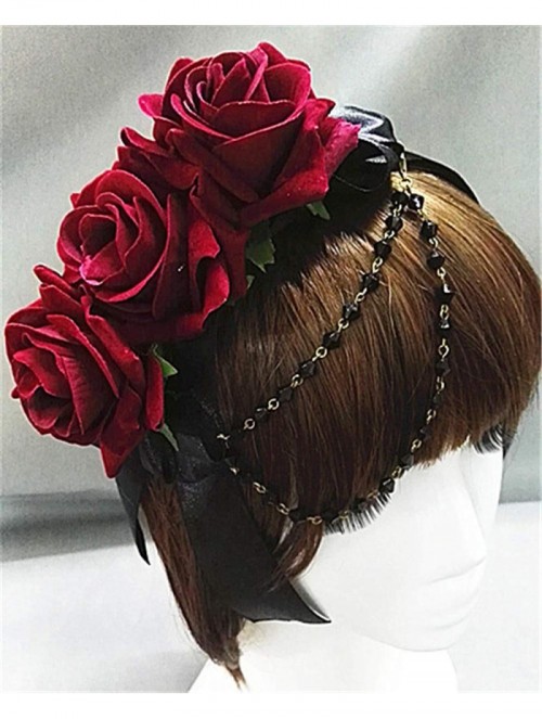 Headbands Headband Crystal Vintage Cosplay Accessories - Red - CV18N0AT7X3 $18.29