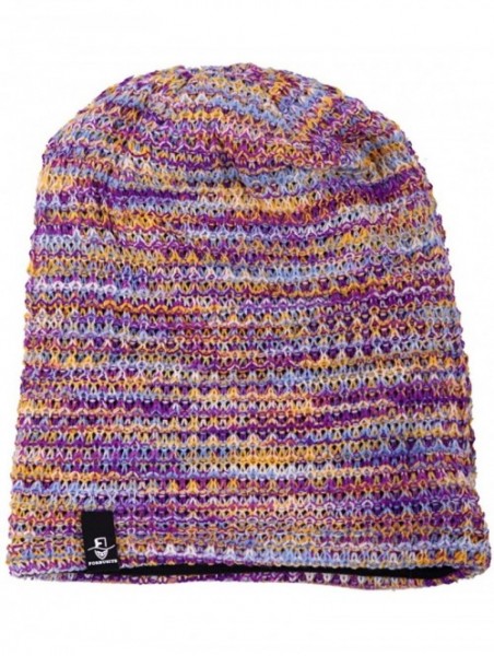 Berets Women's Knit Slouchy Beanie Baggy Skull Cap Turban Winter Summer Beret Hat - Purple/Yellow/White - C918U0RYA5H $17.21