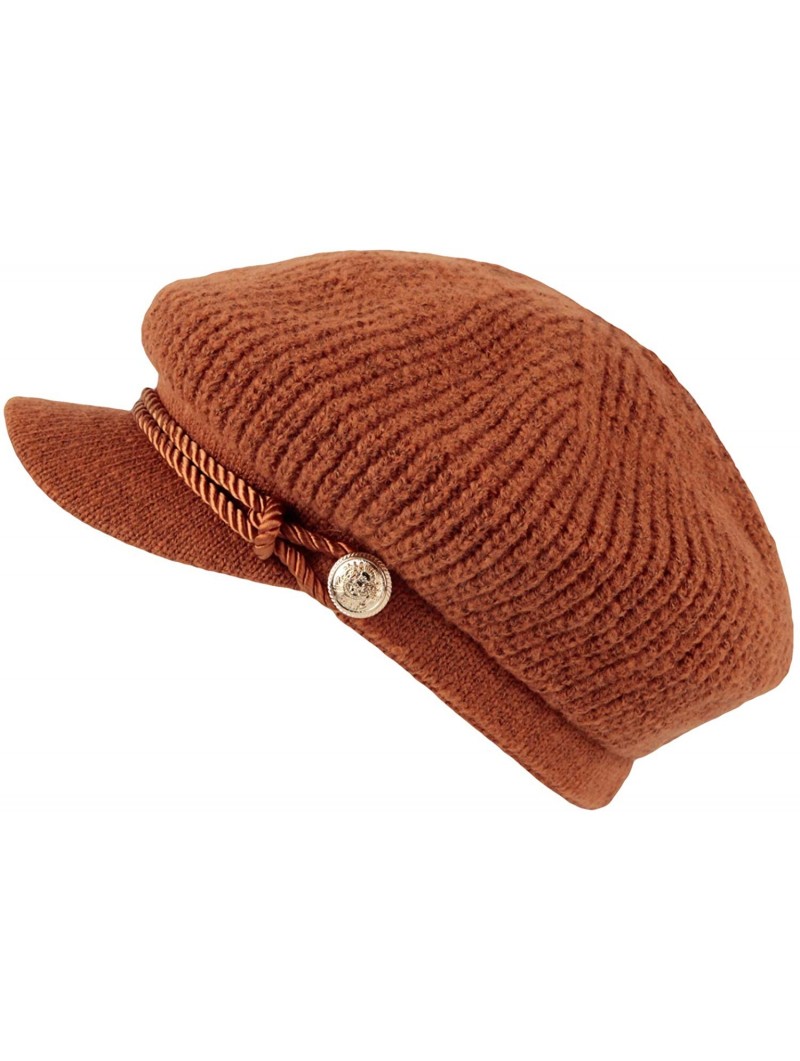 Newsboy Caps Women Winter Knit Newsboy Caps Lady Warm Baker Beanie Hat SLG1226 - Orange - CA18ZA4E9CZ $40.94