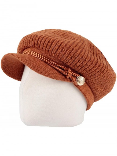 Newsboy Caps Women Winter Knit Newsboy Caps Lady Warm Baker Beanie Hat SLG1226 - Orange - CA18ZA4E9CZ $40.94