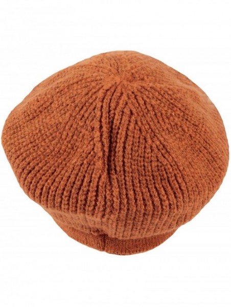 Newsboy Caps Women Winter Knit Newsboy Caps Lady Warm Baker Beanie Hat SLG1226 - Orange - CA18ZA4E9CZ $40.94