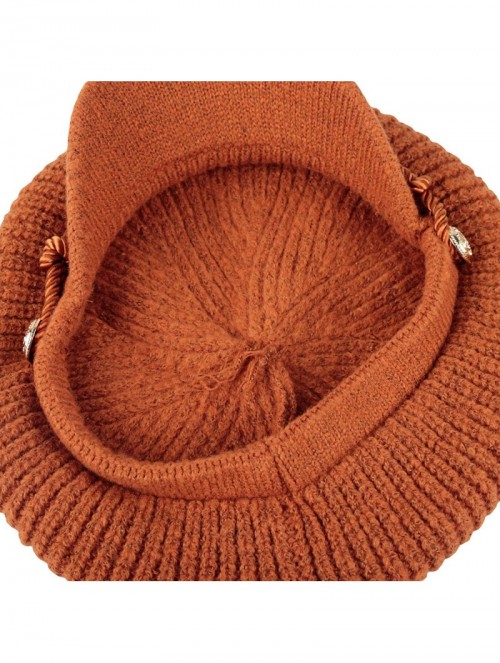 Newsboy Caps Women Winter Knit Newsboy Caps Lady Warm Baker Beanie Hat SLG1226 - Orange - CA18ZA4E9CZ $40.94