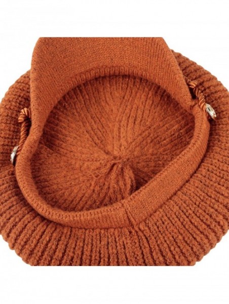 Newsboy Caps Women Winter Knit Newsboy Caps Lady Warm Baker Beanie Hat SLG1226 - Orange - CA18ZA4E9CZ $40.94