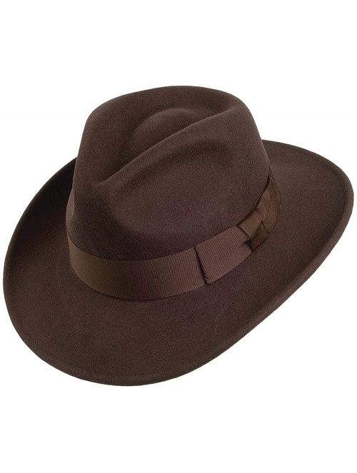 Fedoras Crushable Wool Felt Ford Fedora Hat (XX-Large- Brown) - CL11DLT9NW5 $51.77