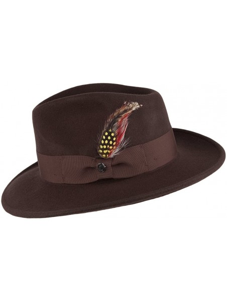 Fedoras Crushable Wool Felt Ford Fedora Hat (XX-Large- Brown) - CL11DLT9NW5 $51.77