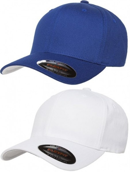 Baseball Caps 2-Pack Premium Original Cotton Twill Fitted Hat w/THP No Sweat Headliner Bundle Pack - 1-royal/1-white - CL185G...