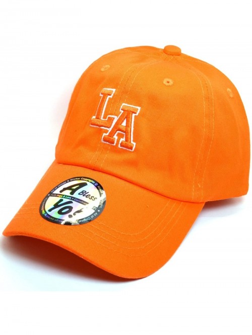 Baseball Caps LA Embroidered Polo Style Cotton Dad Hat Durable Baseball Cap AYO1120 - Orange - CI18CWZ7K6X $15.64