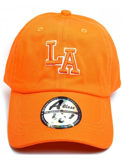 Baseball Caps LA Embroidered Polo Style Cotton Dad Hat Durable Baseball Cap AYO1120 - Orange - CI18CWZ7K6X $15.64