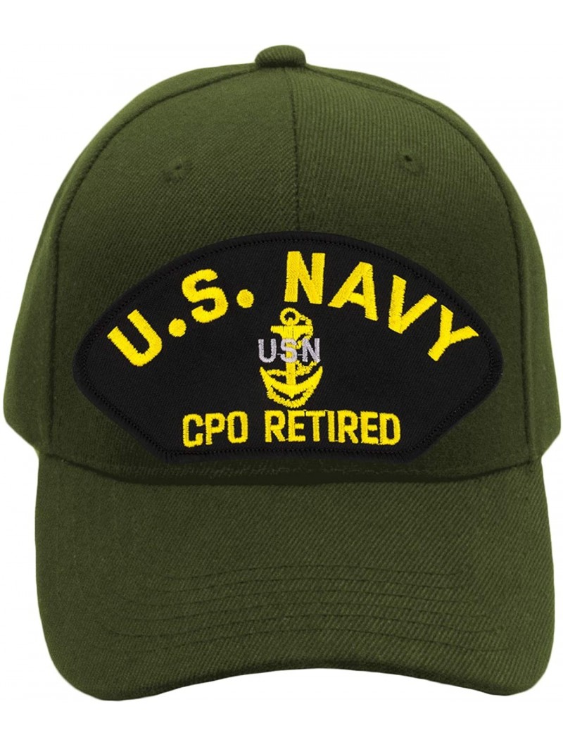 Baseball Caps US Navy CPO Retired Hat/Ballcap (Black) Adjustable One Size Fits Most - Olive Green - C218LZ3679Z $27.22