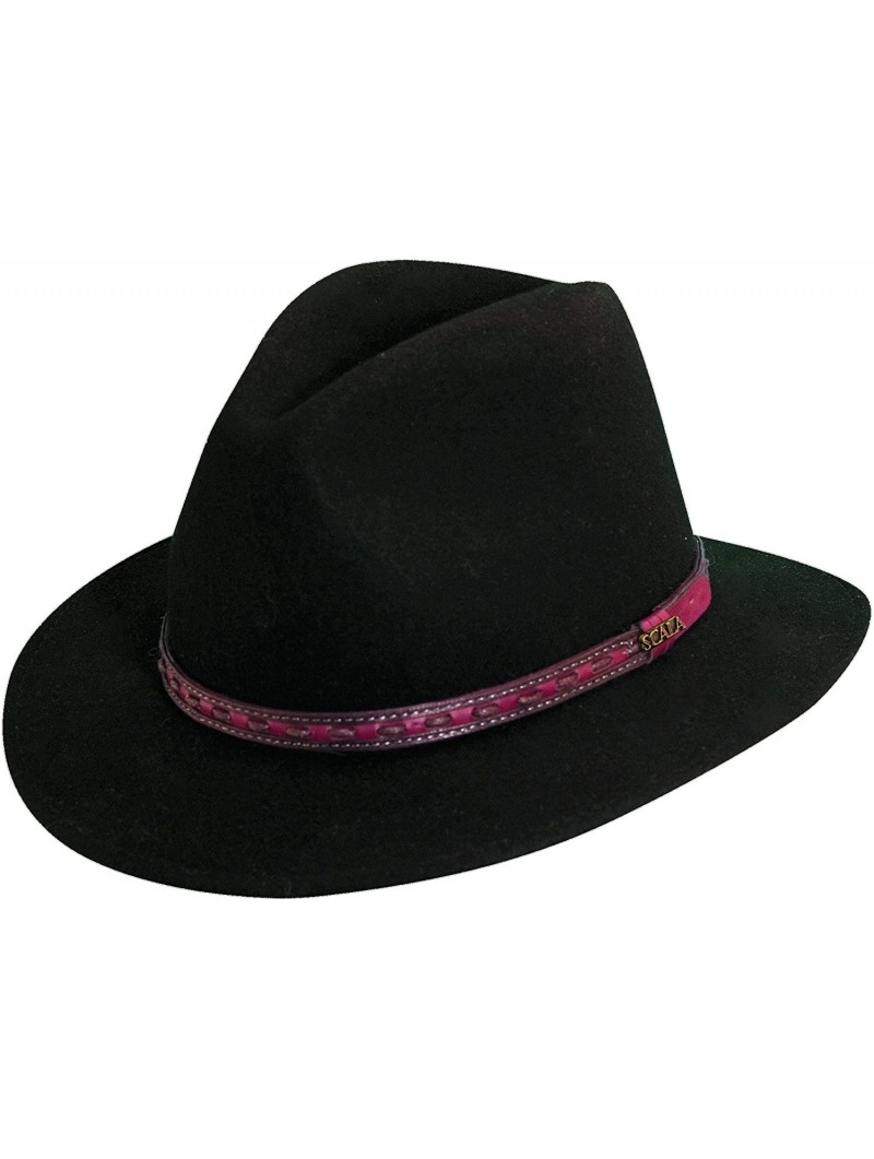 Fedoras Crushable Water Repellent Wool Felt Safari Hat - Black - C511O5M5Z8X $57.23