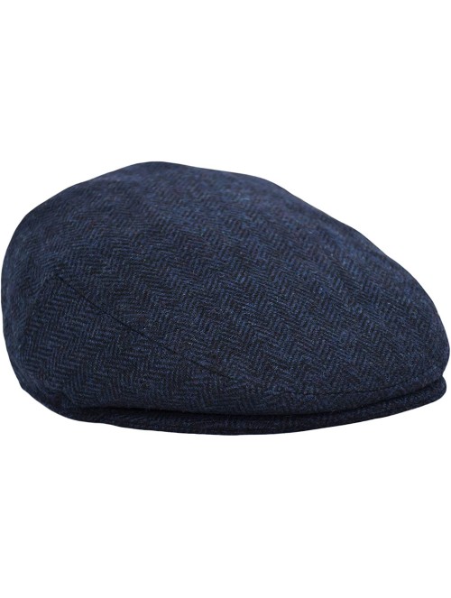 Newsboy Caps Classic Men's Flat Hat Wool Newsboy Herringbone Tweed Driving Cap - Iv1935-navy - CF18IDIYN6Y $20.86