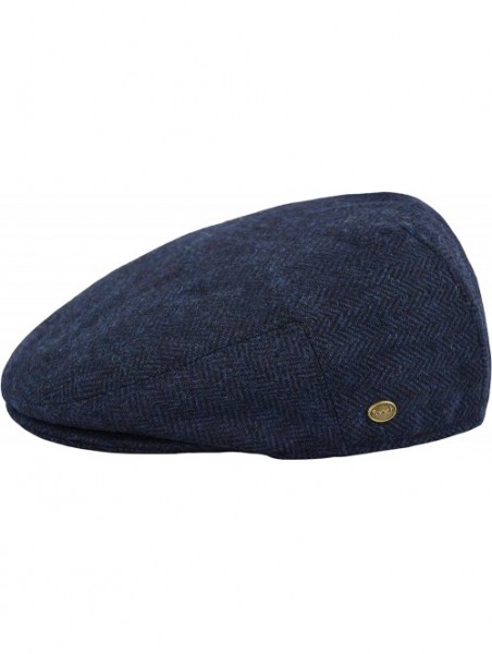 Newsboy Caps Classic Men's Flat Hat Wool Newsboy Herringbone Tweed Driving Cap - Iv1935-navy - CF18IDIYN6Y $20.86