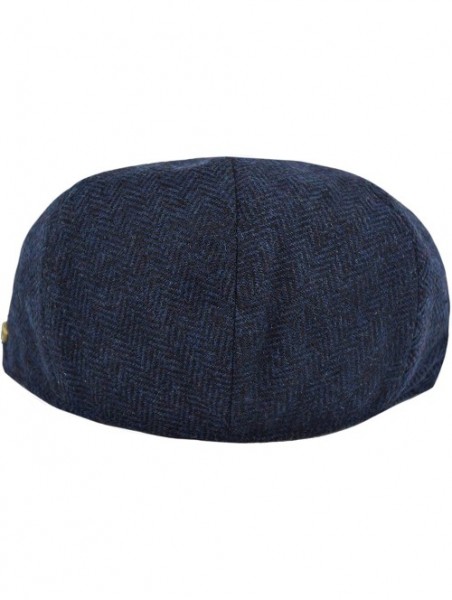 Newsboy Caps Classic Men's Flat Hat Wool Newsboy Herringbone Tweed Driving Cap - Iv1935-navy - CF18IDIYN6Y $20.86