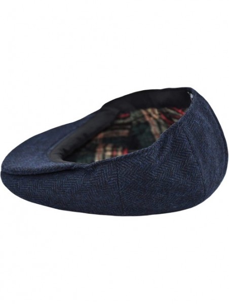 Newsboy Caps Classic Men's Flat Hat Wool Newsboy Herringbone Tweed Driving Cap - Iv1935-navy - CF18IDIYN6Y $20.86