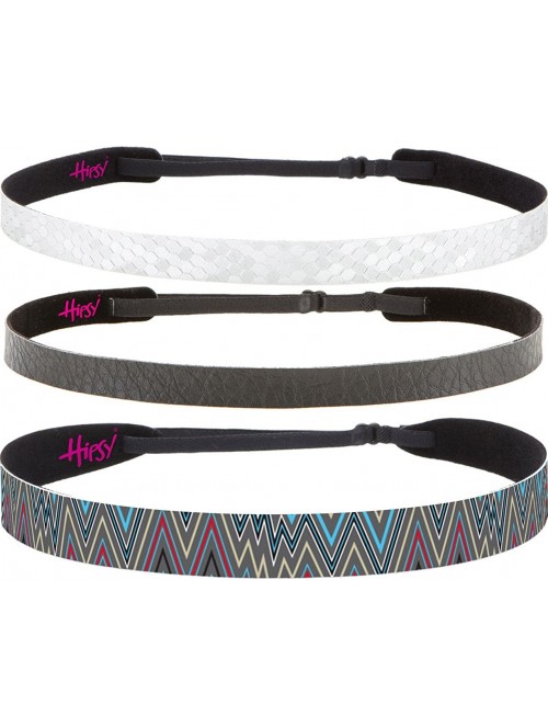 Headbands 3pk Women's Adjustable NO SLIP Casual Style Headband Multi Gift Pack - Black & Grey - CG124LXQ9FX $23.76