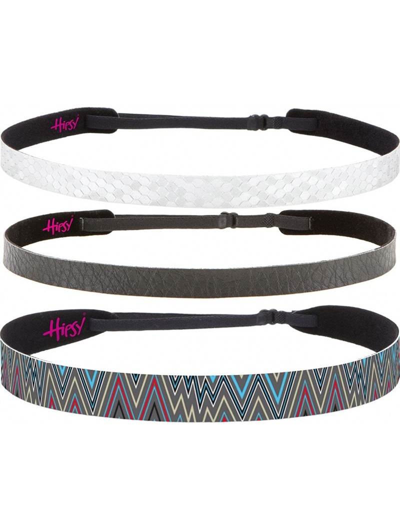 Headbands 3pk Women's Adjustable NO SLIP Casual Style Headband Multi Gift Pack - Black & Grey - CG124LXQ9FX $23.76