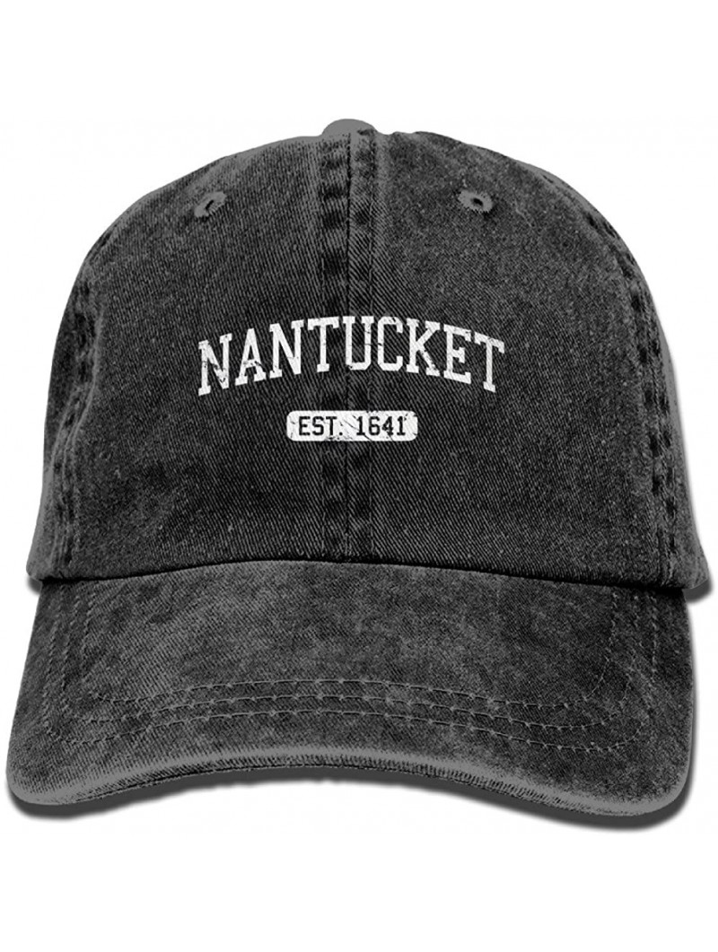 Baseball Caps Nantucket Massachusetts Est. 1641 Men's Great Baseball Cap Trucker Style Hat Casual Cap - Black - C4184HXO3LD $...