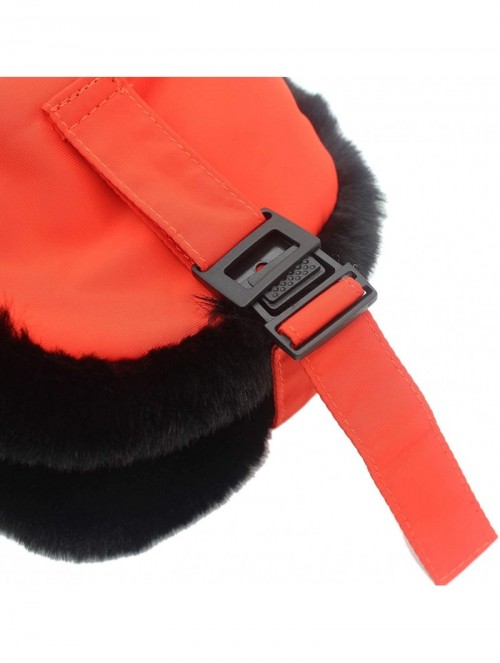 Bomber Hats Oudoor Unisex Faux Fur Lined Trapper Hat Warm Windproof Winter Russian Hats - Orange - C612MAZQEIJ $18.30