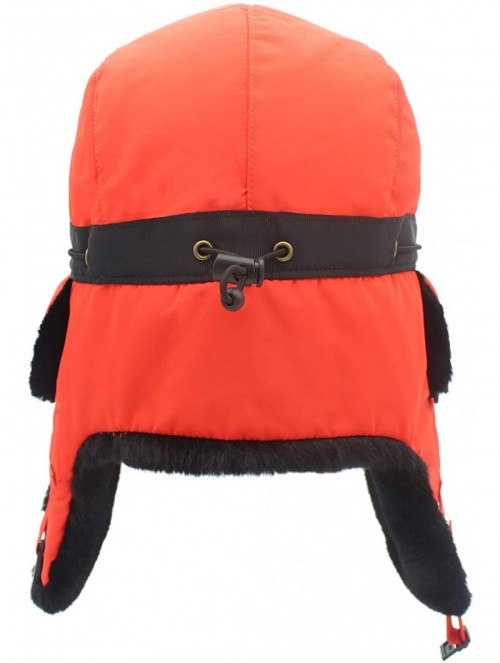 Bomber Hats Oudoor Unisex Faux Fur Lined Trapper Hat Warm Windproof Winter Russian Hats - Orange - C612MAZQEIJ $18.30