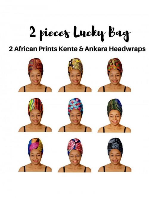 Headbands Stretch Headwraps Headband African - Mix Pack of 2 Kente & Ankara Headwraps - CS18O00T8HD $27.06