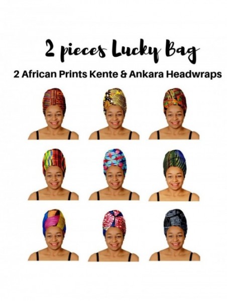 Headbands Stretch Headwraps Headband African - Mix Pack of 2 Kente & Ankara Headwraps - CS18O00T8HD $27.06