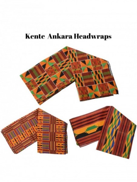 Headbands Stretch Headwraps Headband African - Mix Pack of 2 Kente & Ankara Headwraps - CS18O00T8HD $27.06