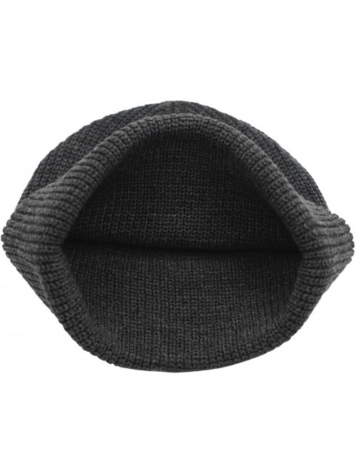 Skullies & Beanies Classic Men's Warm Winter Hats Acrylic Knit Cuff Beanie Cap Daily Beanie Hat - Charcoal Grey - CJ18H7QCR6H...