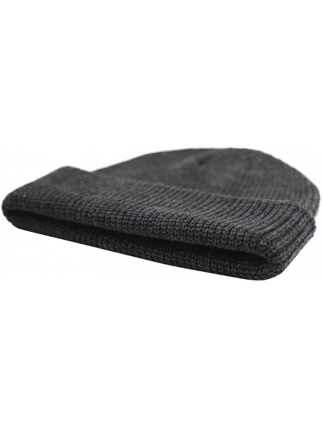 Skullies & Beanies Classic Men's Warm Winter Hats Acrylic Knit Cuff Beanie Cap Daily Beanie Hat - Charcoal Grey - CJ18H7QCR6H...