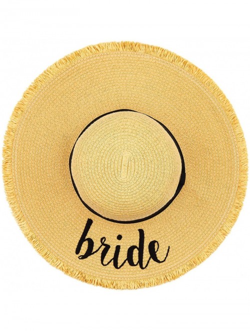 Sun Hats Exclusives Straw Embroidered Lettering Floppy Brim Sun Hat (ST-2017) - A Fringes-bride - CG194RR6MLI $25.37