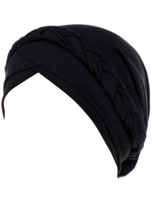 Skullies & Beanies Hijab Braid Silky Turban Hats for Women Cancer Chemo Beanies Cap Headwrap Headwear - Black - CW18R5MLKN7 $...