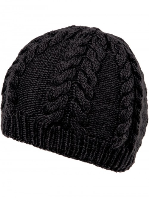 Skullies & Beanies Soft Wool Cable Beanie with Fleece - Black - CY11738LVOD $27.19