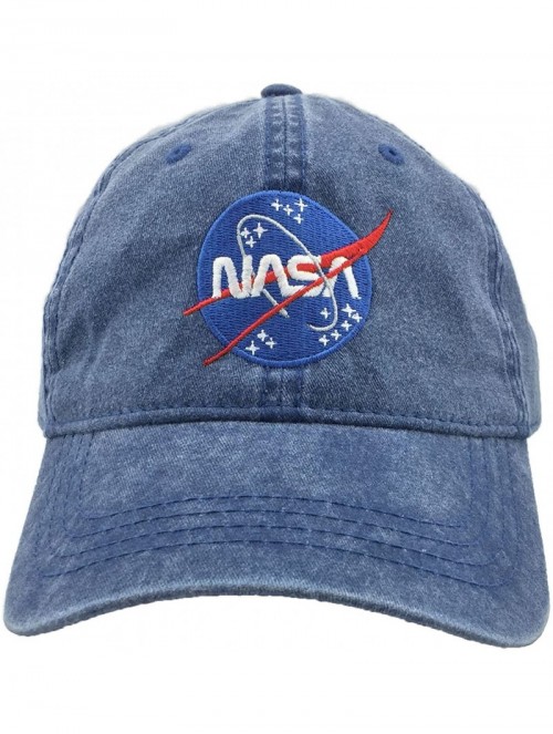 Baseball Caps NASA Worm Meatball Logo Embroidered Washed Space DAD Cap - Navy - C1189NEKXNH $10.46